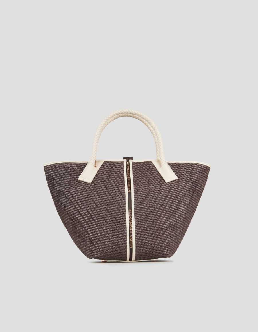 Sneakers Alexander Smith lauren medium borsa a mano con tracolla in rafia marrone e manico intrecciato - 1