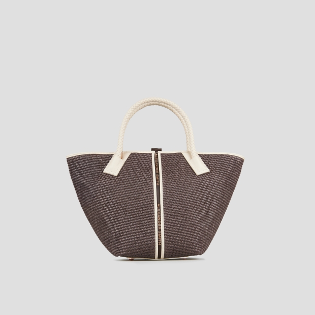 Sneakers Alexander Smith lauren medium borsa a mano con tracolla in rafia marrone e manico intrecciato - 1