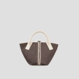 Lauren Small borsa a mano con tracolla in rafia marrone e manico intrecciato crema