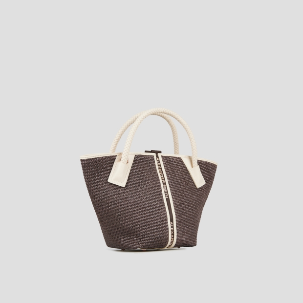 Sneakers Alexander Smith lauren small borsa a mano con tracolla in rafia marrone e manico intrecciato crema - 3