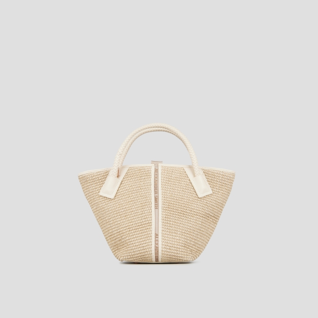 Sneakers Alexander Smith lauren small borsa a mano con tracolla in rafia beige e manico intrecciato crema - 1