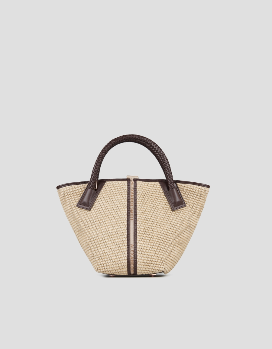 Sneakers Alexander Smith lauren small borsa a mano con tracolla in rafia beige e manico intrecciato marrone - 1