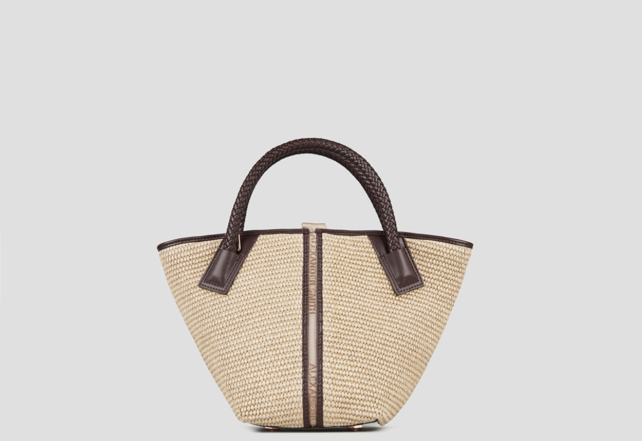 Sneakers Alexander Smith lauren small borsa a mano con tracolla in rafia beige e manico intrecciato marrone - 1