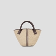 Lauren Small borsa a mano con tracolla in rafia beige e manico intrecciato marrone