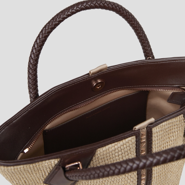 Sneakers Alexander Smith lauren small borsa a mano con tracolla in rafia beige e manico intrecciato marrone - 5
