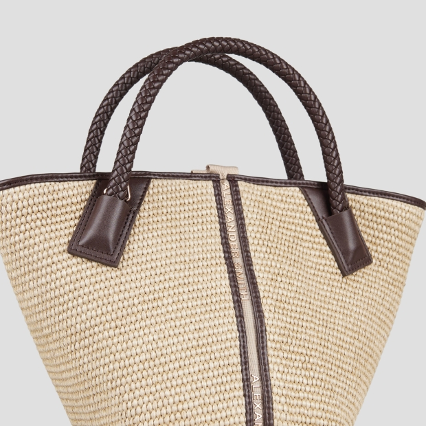 Sneakers Alexander Smith lauren small borsa a mano con tracolla in rafia beige e manico intrecciato marrone - 6