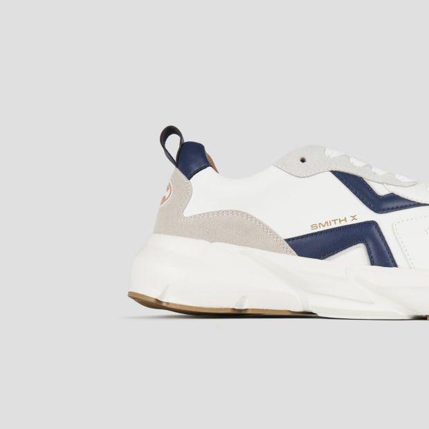 Sneakers Alexander Smith horizon uomo in bianco con inserti in suede e dettagli blu - 3