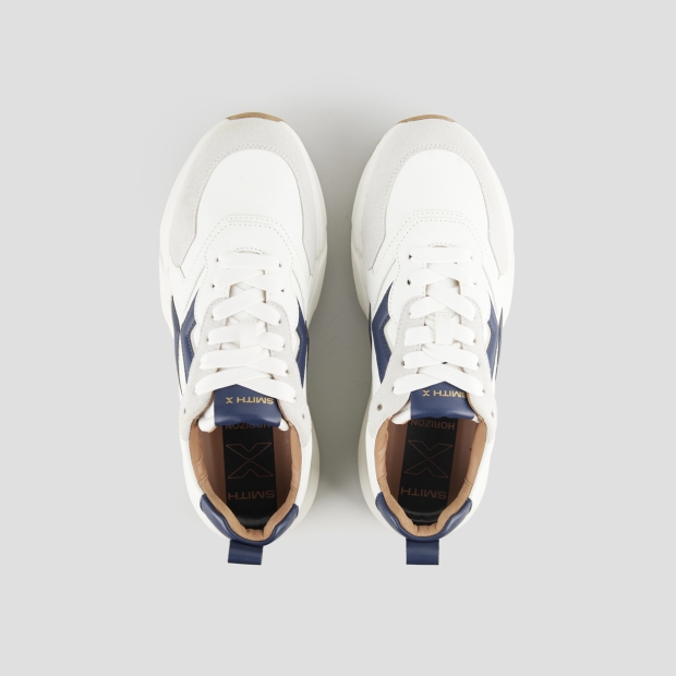 Sneakers Alexander Smith horizon uomo in bianco con inserti in suede e dettagli blu - 6