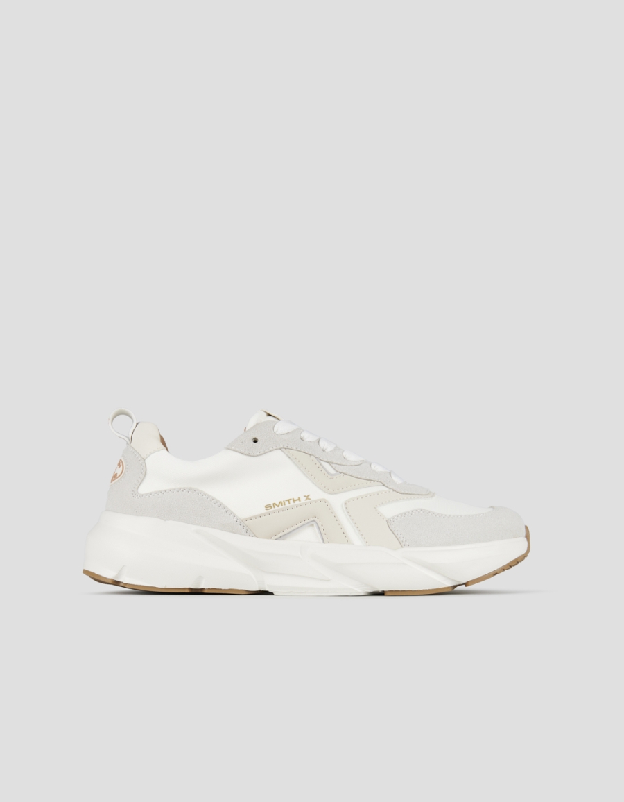 Sneakers Alexander Smith horizon uomo in bianco con inserti in suede e nylon - 1