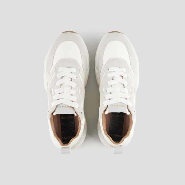 Sneakers Alexander Smith horizon uomo in bianco con inserti in suede e nylon - 6
