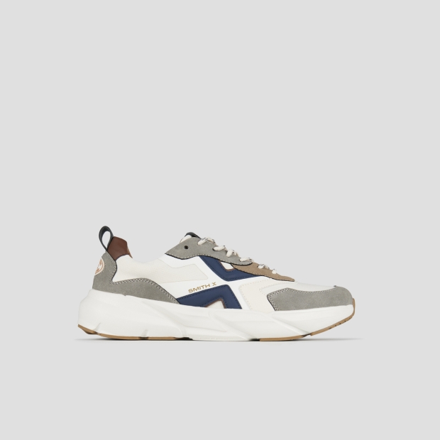 Sneakers Alexander Smith horizon uomo in bianco e grigio con inserti in suede e rip-stop - 1