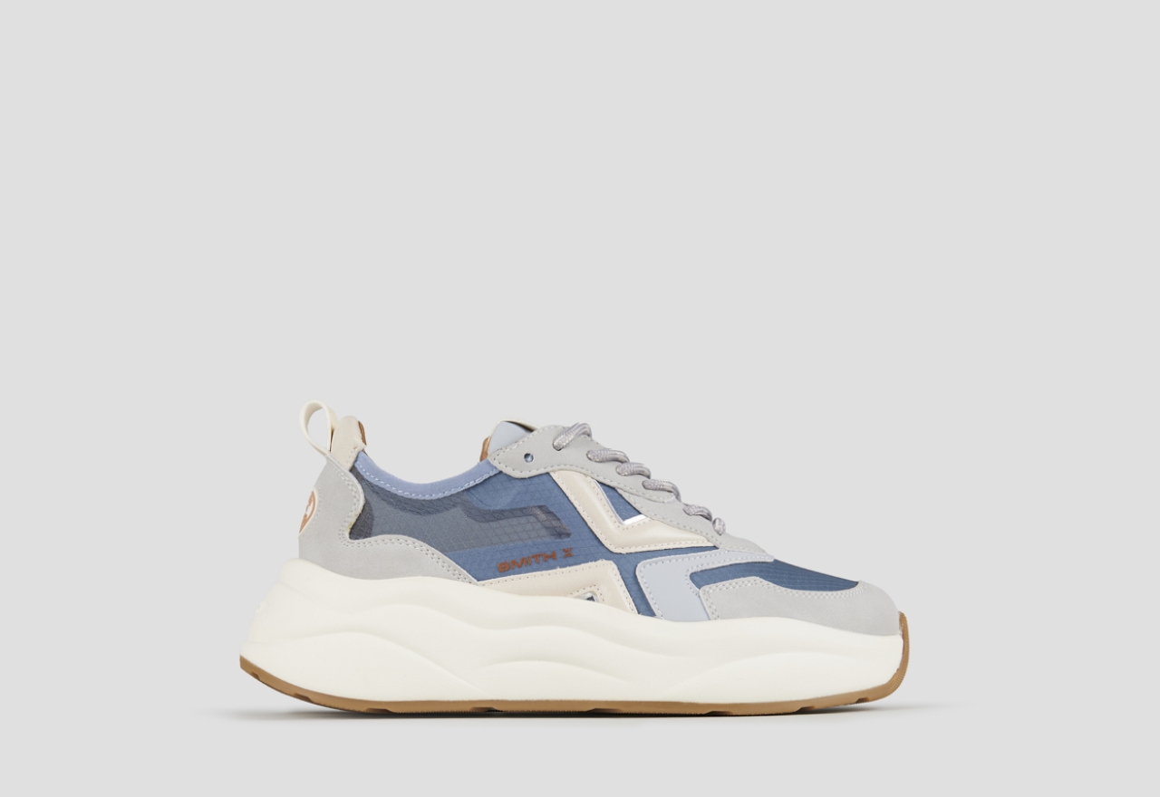 Sneakers Alexander Smith horizon donna in rip-stop semi-trasparente azzurro e dettagli in suede - 1