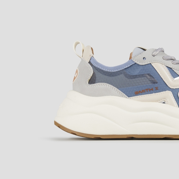 Sneakers Alexander Smith horizon donna in rip-stop semi-trasparente azzurro e dettagli in suede - 3