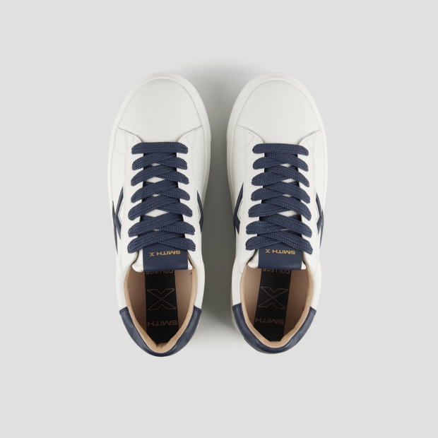 Sneakers Alexander Smith college uomo in pelle bianca e dettagli blu - 6