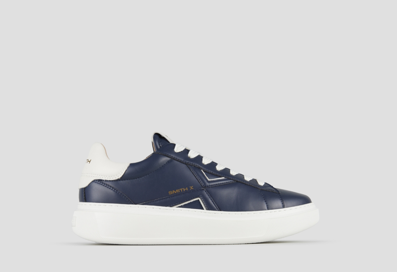 Sneakers Alexander Smith college uomo in pelle blu e tallone bianco - 1