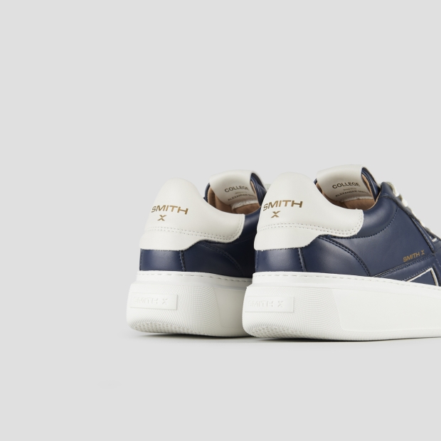 Sneakers Alexander Smith college uomo in pelle blu e tallone bianco - 5