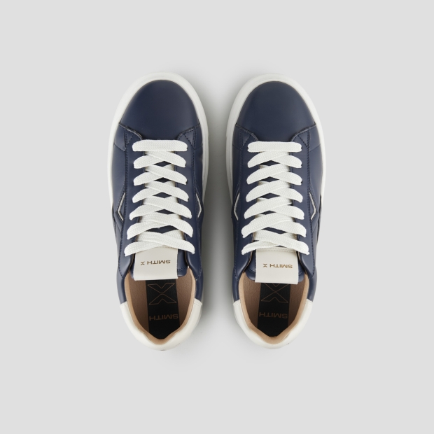 Sneakers Alexander Smith college uomo in pelle blu e tallone bianco - 6