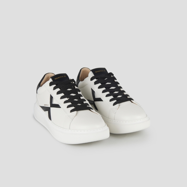 Sneakers Alexander Smith college uomo in pelle bianca, logo e tallone neri - 4