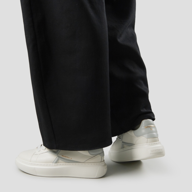 Sneakers Alexander Smith college donna in bianco con logo e tallone azzurro chiaro - 2