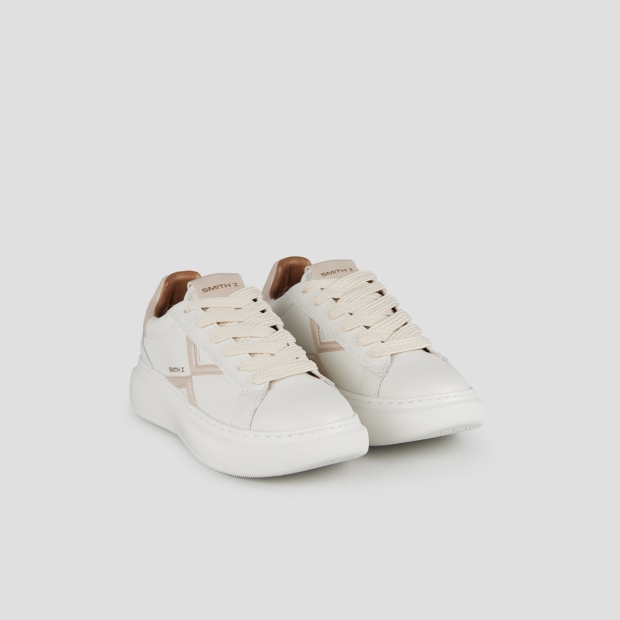 Sneakers Alexander Smith college donna in bianco con logo e tallone rosa - 4