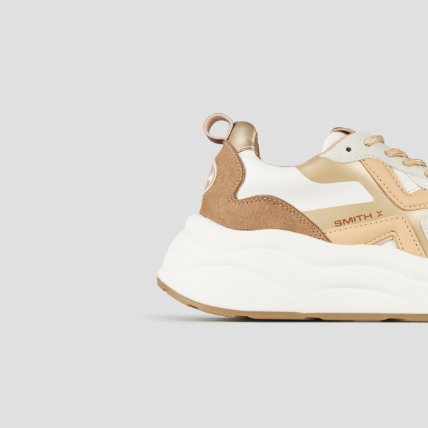 Sneakers Alexander Smith horizon donna in bianco con inserti in suede marrone - 3