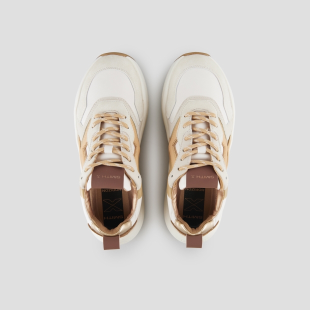 Sneakers Alexander Smith horizon donna in bianco con inserti in suede marrone - 6