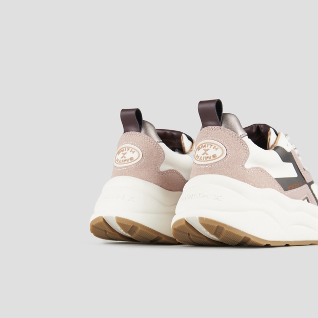 Sneakers Alexander Smith horizon donna in bianco con inserti in suede grigio e rosa - 5