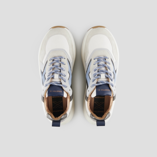 Sneakers Alexander Smith horizon donna in bianco con inserti in suede grigio - 6