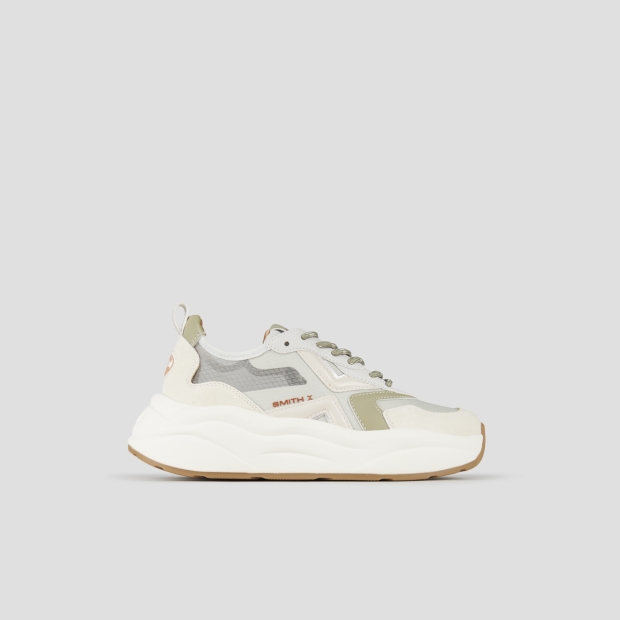 Sneakers Alexander Smith horizon donna in rip-stop semi-trasparente verde e dettagli beige - 1