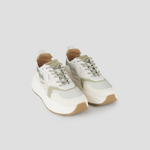 Sneakers Alexander Smith horizon donna in rip-stop semi-trasparente verde e dettagli beige - 4