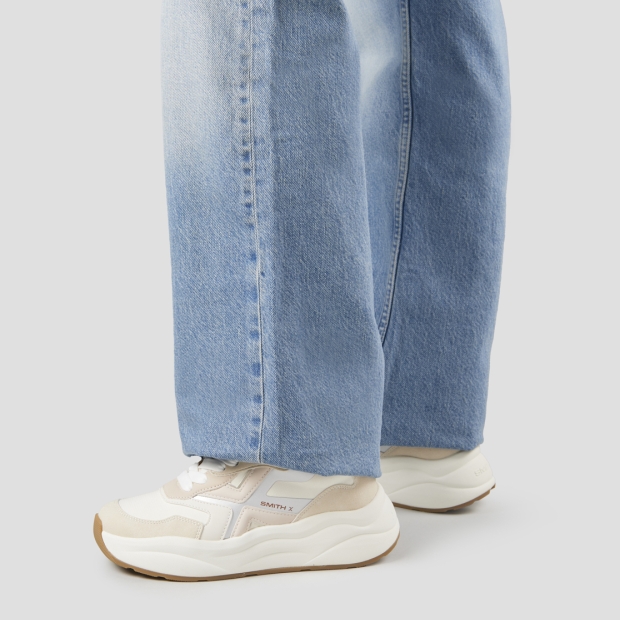 Sneakers Alexander Smith horizon donna in pelle e suede beige con inserti in rip-stop - 2