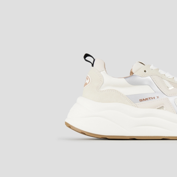 Sneakers Alexander Smith horizon donna in pelle e suede beige con inserti in rip-stop - 3