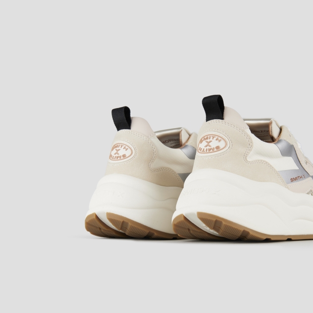 Sneakers Alexander Smith horizon donna in pelle e suede beige con inserti in rip-stop - 5