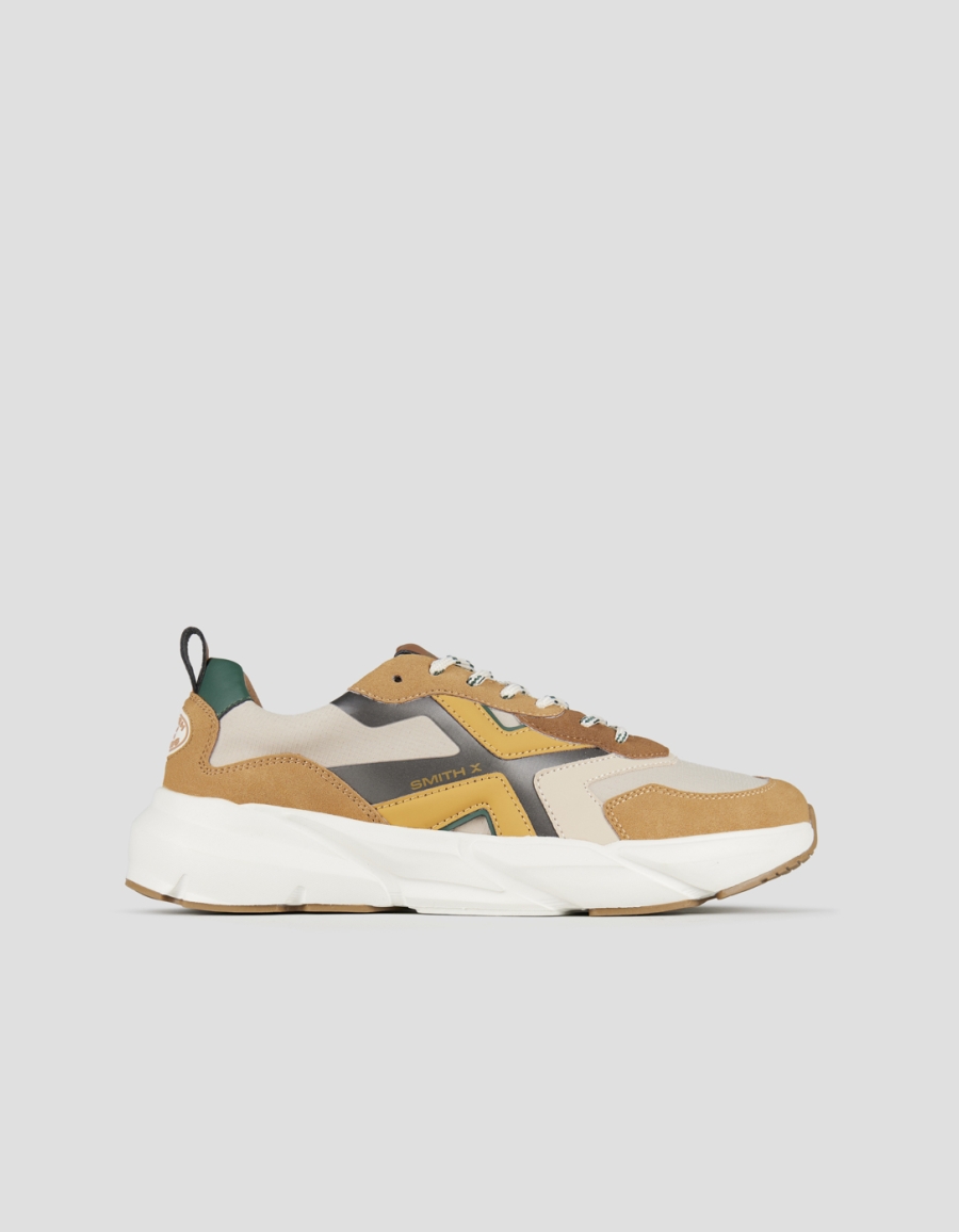 Sneakers Alexander Smith horizon uomo in beige con dettagli suede cognac e inserti in rip-stop - 1