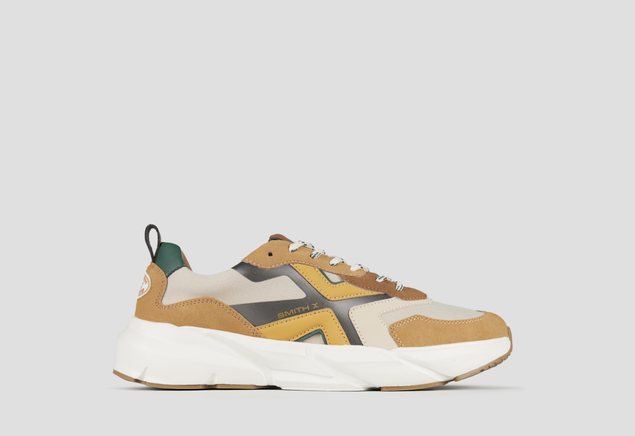 Sneakers Alexander Smith horizon uomo in beige con dettagli suede cognac e inserti in rip-stop - 1