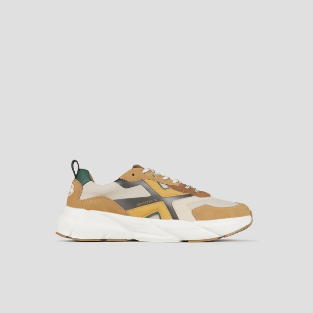 Sneakers Alexander Smith horizon uomo in beige con dettagli suede cognac e inserti in rip-stop - 1