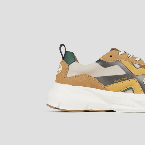 Sneakers Alexander Smith horizon uomo in beige con dettagli suede cognac e inserti in rip-stop - 2