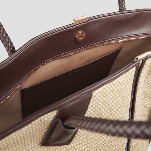 Sneakers Alexander Smith lauren large borsa a spalla in rafia beige e manico intrecciato marrone - 5