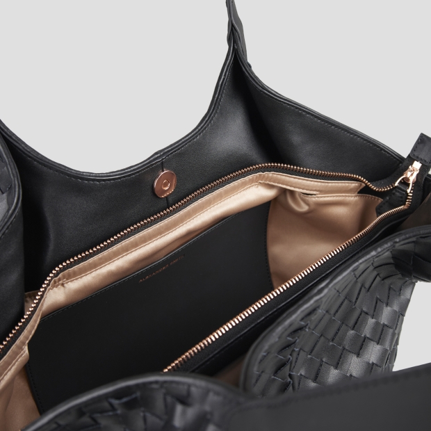 Sneakers Alexander Smith rachel medium borsa a spalla in pelle intrecciata nera - 5