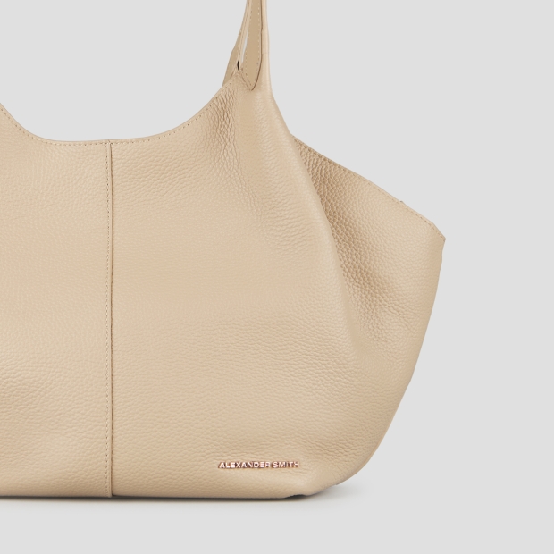 Sneakers Alexander Smith rachel medium borsa a spalla in pelle bottalata beige - 6