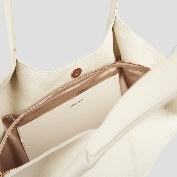 Sneakers Alexander Smith rachel medium borsa a spalla in pelle bottalata avorio - 5