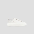 Wembley Donna in pelle bianca e tallone grigio con strass iridescenti