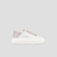 Wembley Donna in pelle liscia bianca e tallone rosa con strass