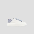 Wembley Donna in pelle bianca e tallone azzurro con strass