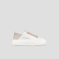 Wembley Donna in pelle bianca e tallone beige con strass
