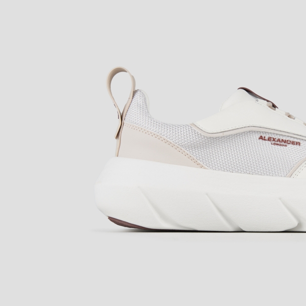 Sneakers Alexander Smith eclipse donna in pelle bianca e rete con dettagli beige - 3