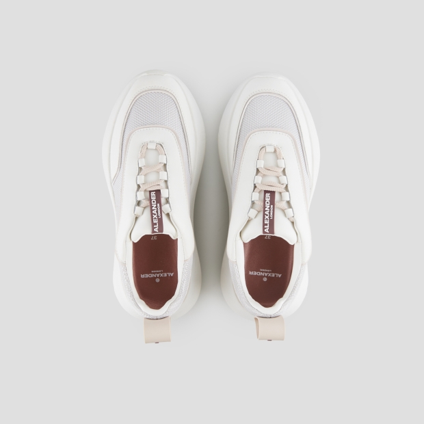 Sneakers Alexander Smith eclipse donna in pelle bianca e rete con dettagli beige - 6