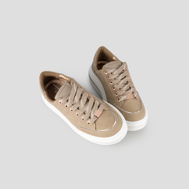 Sneakers Alexander Smith lancaster donna in suede cognac e tallone in pelle gommata - 2