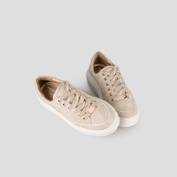 Sneakers Alexander Smith lancaster donna in suede beige e tallone in pelle gommata - 2
