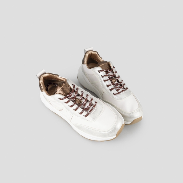Sneakers Alexander Smith blaze donna avorio e tallone in laminato stropicciato bronzo - 2